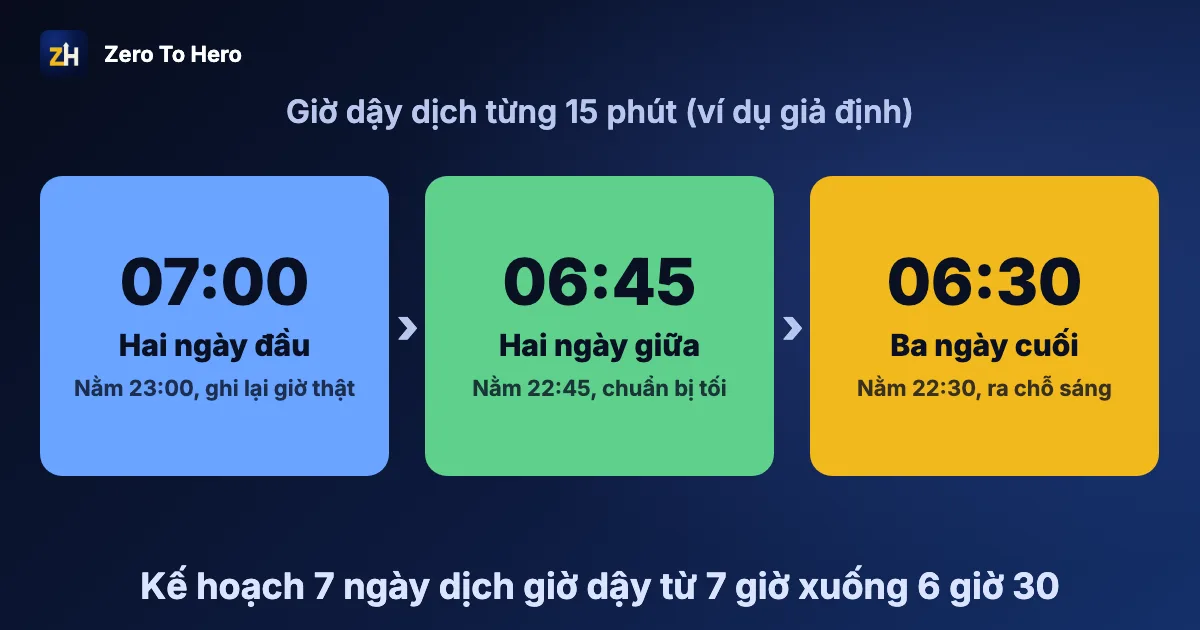 Cách dậy sớm không mệt: kế hoạch bảy ngày dịch giờ dậy từ 7 giờ đến 6 giờ 30