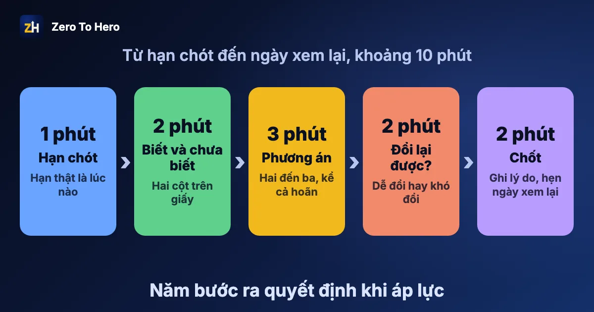 Cách ra quyết định khi áp lực: năm bước từ hạn chót đến ngày xem lại
